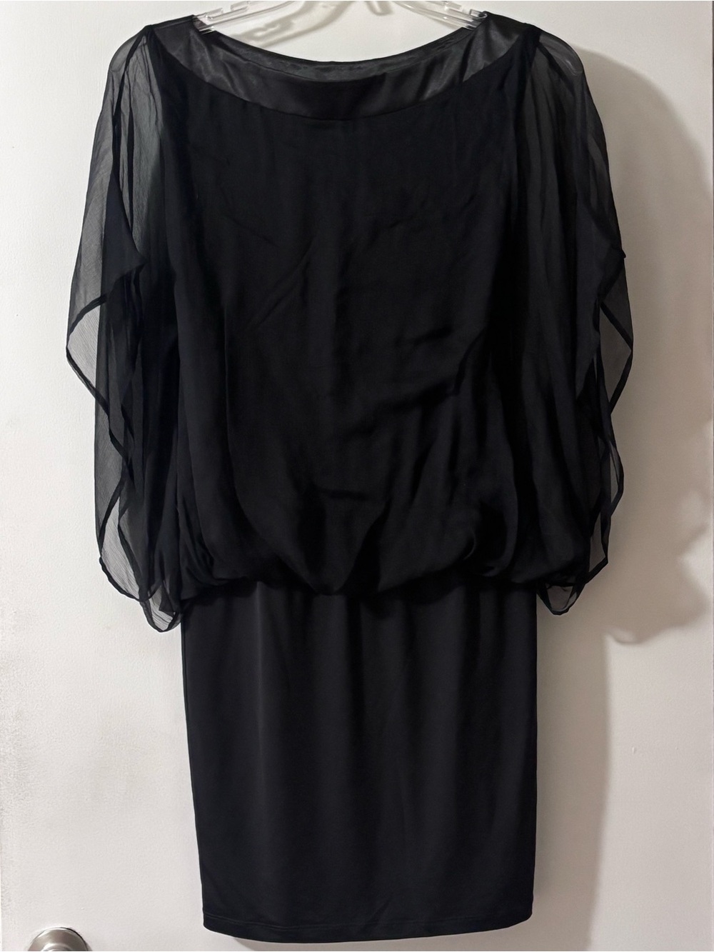 Analili Black Silk Combo Bubble Dress Scoop Neck Sleeveless NWT Size S